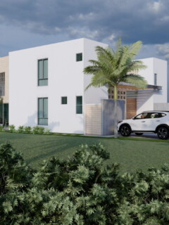 Vivienda contemporánea en un entorno natural con diseño minimalista.
- **Descripción:** Esta imagen muestra una casa de diseño moderno con fachada blanca, ubicada en un entorno natural con jardines y palmeras. La arquitectura contemporánea se complementa con vehículos estacionados al frente, resaltando un estilo de vida moderno y sofisticado. Ideal para proyectos de arquitectura y diseño residencial. Casa moderna con fachada blanca rodeada de jardines y palmeras.- **Título:** Diseño Arquitectónico de Casa Moderna en Entorno Verde- **Leyenda:** Vivienda contemporánea en un entorno natural con diseño minimalista.- **Descripción:** Esta imagen muestra una casa de diseño moderno con fachada blanca, ubicada en un entorno natural con jardines y palmeras. La arquitectura contemporánea se complementa con vehículos estacionados al frente, resaltando un estilo de vida moderno y sofisticado. Ideal para proyectos de arquitectura y diseño residencial.