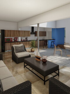 Espacio abierto con decoración contemporánea y mobiliario de ratán.
- **Descripción:** Imagen de un interior moderno que combina una sala de estar y una cocina en un espacio abierto. Los muebles de ratán y la decoración minimalista crean un ambiente acogedor y elegante. El diseño incluye una mesa de centro con adornos de madera y una cocina equipada con electrodomésticos modernos. Sala de estar y cocina de diseño moderno con muebles de ratán y decoración minimalista.- **Título:** Interior Moderno con Sala y Cocina Integradas- **Leyenda:** Espacio abierto con decoración contemporánea y mobiliario de ratán.- **Descripción:** Imagen de un interior moderno que combina una sala de estar y una cocina en un espacio abierto. Los muebles de ratán y la decoración minimalista crean un ambiente acogedor y elegante. El diseño incluye una mesa de centro con adornos de madera y una cocina equipada con electrodomésticos modernos.