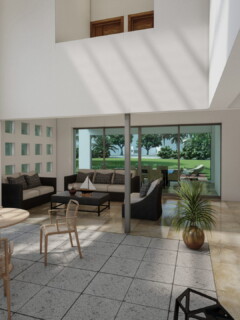 Diseño interior contemporáneo con integración de naturaleza y luz natural.
- **Descripción:** Esta imagen muestra un diseño interior moderno que combina una sala de estar y cocina con amplios ventanales que ofrecen vistas al jardín. La luz natural inunda el espacio, resaltando los muebles y la decoración contemporánea. Ideal para inspiración en diseño de interiores que busca integrar ambientes exteriores. Sala de estar y cocina modernas con ventanales grandes y vista al jardín.- **Título:** Espacio Interior Moderno con Vistas al Jardín- **Leyenda:** Diseño interior contemporáneo con integración de naturaleza y luz natural.- **Descripción:** Esta imagen muestra un diseño interior moderno que combina una sala de estar y cocina con amplios ventanales que ofrecen vistas al jardín. La luz natural inunda el espacio, resaltando los muebles y la decoración contemporánea. Ideal para inspiración en diseño de interiores que busca integrar ambientes exteriores.