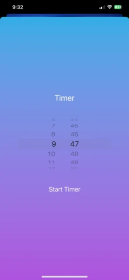 Configura el temporizador en tu iPhone de manera sencilla.
- **Descripción:** Imagen de la interfaz de temporizador en un iPhone, destacando la función de ajuste de horas y minutos. La pantalla muestra un fondo degradado azul a púrpura, con opciones para seleccionar el tiempo deseado y un botón para iniciar el temporizador. Ideal para gestionar el tiempo de manera eficiente. Pantalla de temporizador de iPhone mostrando horas y minutos ajustables.- **Título:** Temporizador de iPhone con Ajuste de Tiempo- **Leyenda:** Configura el temporizador en tu iPhone de manera sencilla.- **Descripción:** Imagen de la interfaz de temporizador en un iPhone, destacando la función de ajuste de horas y minutos. La pantalla muestra un fondo degradado azul a púrpura, con opciones para seleccionar el tiempo deseado y un botón para iniciar el temporizador. Ideal para gestionar el tiempo de manera eficiente.